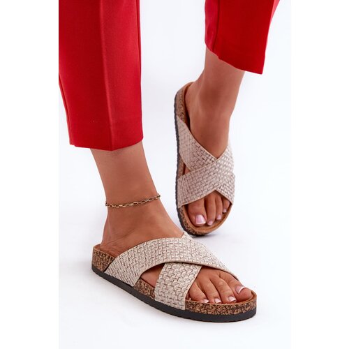 Kesi Women&amp;#039;s slippers on a cork platform Beige Tesolen Slike