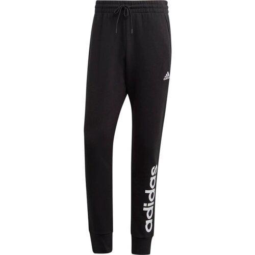 Adidas Športne hlače 'Essentials French Terry Tapered Cuff Logo' črna / bela Cene