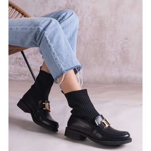 Gemre Black ankle boots with a fabric upper by Kris Cene