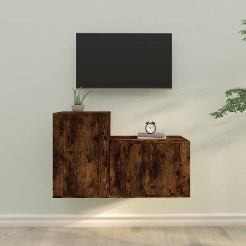 The Living Store Komplet TV omaric 2-delni dimljen hrast inženirski les - Komplet TV Omaric, (21373858) Cene