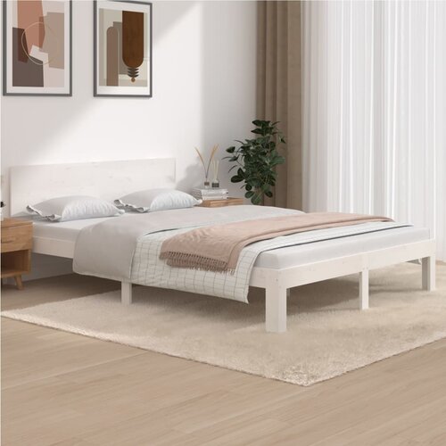 The Living Store Posteljni okvir bel iz trdne borovine 140x200 cm - Posteljni Okvir, (21526851) Slike