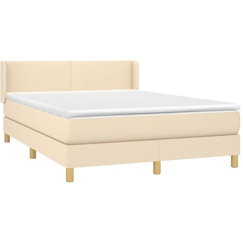  Krevet s oprugama i madracem krem 140 x 190 cm od tkanine Slike