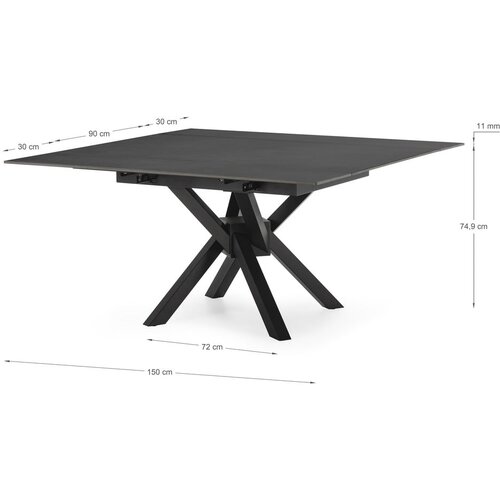 Marckeric Raztegljiva jedilna miza z dodatno plo&amp;scaron;čo s kamnito mizno plo&amp;scaron;čo 90x150 cm Arlene &amp;ndash; Slike