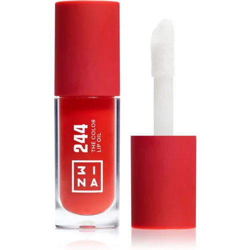 3INA The Color Lip Oil vlažilno olje za ustnice odtenek 244 - Classic Rich Red, sheer 4 ml