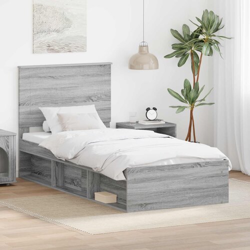  Krevetna konstrukcija s uzglavljem Siva Sonoma 75 x 190 cm Cene