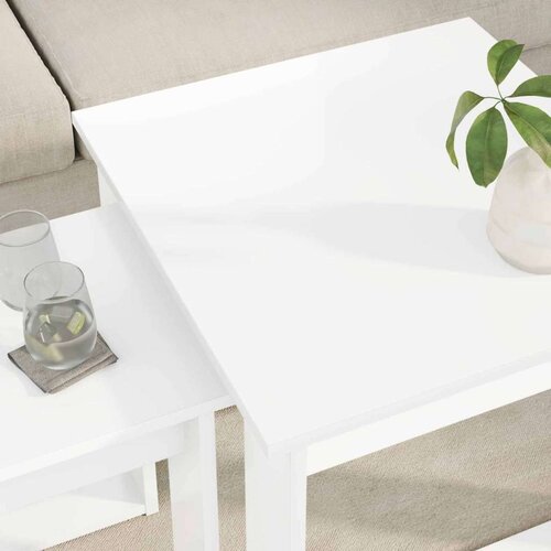  Set stolića za kavu 2 pcs Bijelo Konstruirano drvo Slike