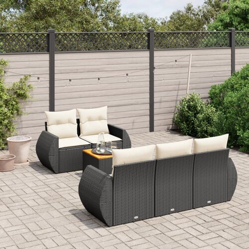 vidaXL 6-dijelni set vrtnih sofa s jastucima crni od poliratana Cijene