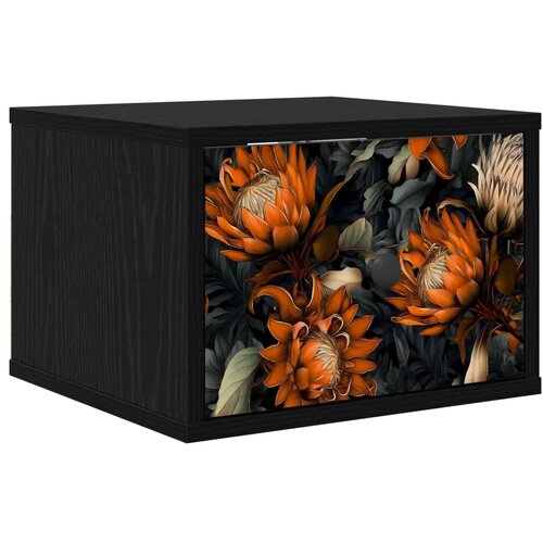  Wall-mounted noćni ormarić LOCHEM Crni hrast 36 x 33 x 25 cm - Crni hrast Narančasti uzorak 1 Slike