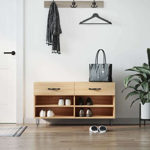 vidaXL klop za čevlje sonoma hrast 102x35x55 cm inženirski les Cene