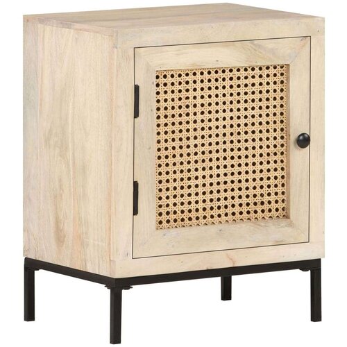 vidaXL Noćni ormarić 40x30x50 cm masivno drvo manga i prirodna trska Cene