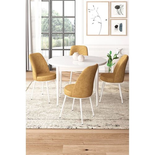 Hanah home Set Trpezarijski sto i 4 stolice, oker-bijela Cene