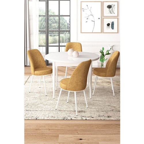 Hanah home Tor - White, Cappuccino WhiteCappuccino Dining Table & Chairs Set (5 Pieces) Cene