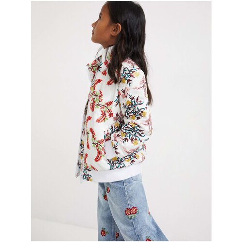 Desigual White Girls&amp;#039; Flowered Jacket Cala - Girls Slike