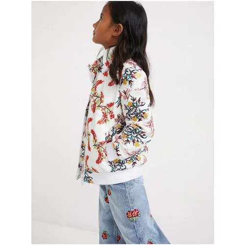 Desigual White Girls' Flowered Jacket Cala - Girls