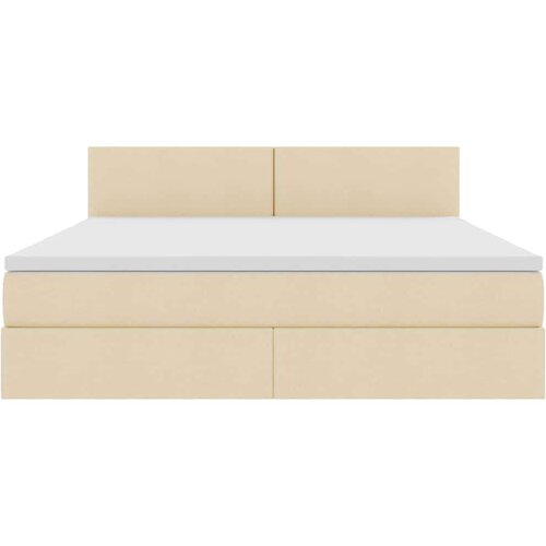  Krevet S LED lampica s uzglavljem Krema 160 x 200 cm tkanina Slike