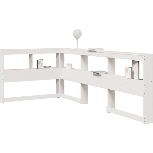 vidaXL Knjižnica vzglavje L-oblike bela 80 cm trdna borovina Cene