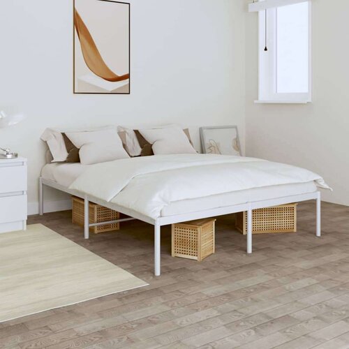 Metalni okvir za krevet bijeli 140 x 200 cm Slike