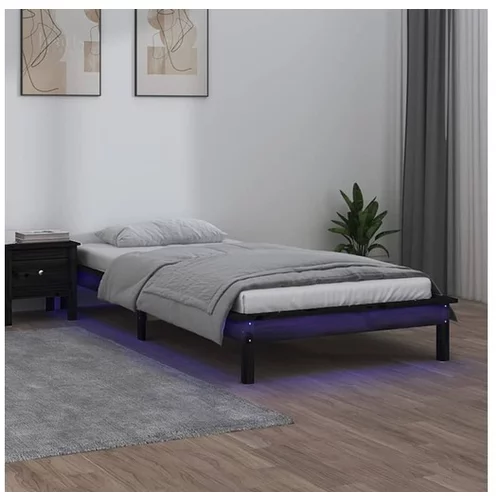  LED posteljni okvir črn 100x200 cm trles