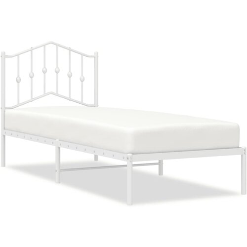 Maison Chic Kovinski Posteljni okvir - Enojna postelja - Postelja za odrasle z vzglavjem bel 90x200 cm, (21694616) Cene