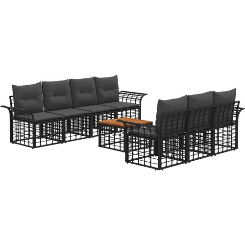  Set vanjskih sofa 8 kom. Crna i tamno siva poliratan Slike
