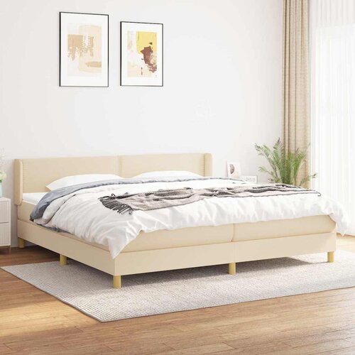  Krevet s oprugama i madracem krem 200 x 200 cm od tkanine Cijene