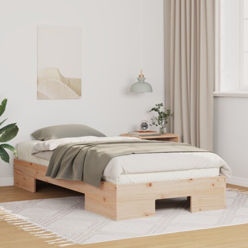 vidaXL Posteljni okvir Rjava 90 x 190 cm Trdna borovina Cene