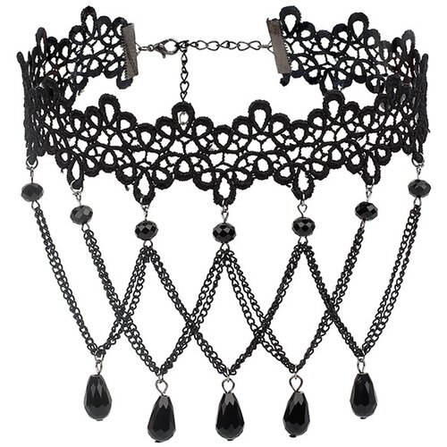 INF Gotska ogrlica z obeskom iz retro čipke Black, (21237809) Cene