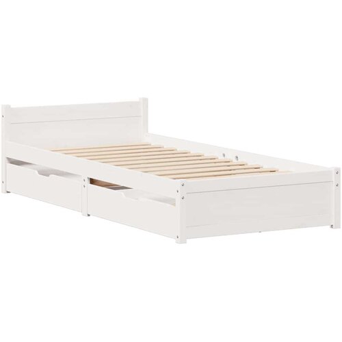 VidaXL Okvir kreveta bez madraca bijeli 90 x 190 cm masivna borovina Slike
