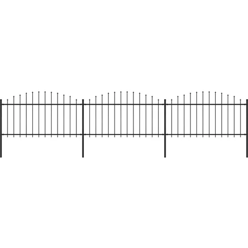 vidaXL vrtna ograja s koničastimi vrhovi jeklo (1,25-1,5)x5,1 m črna