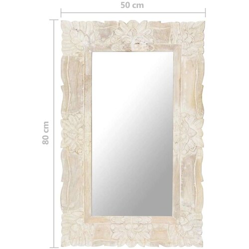 VidaXL Ogledalo bijelo 80 x 50 cm od masivnog drva manga Slike