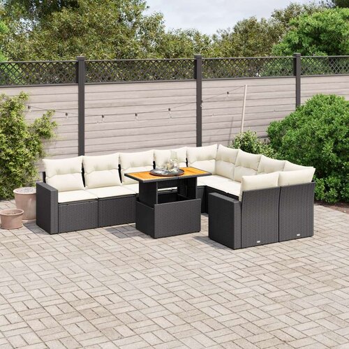  10-dijelni set vrtnih sofa s jastucima crni od poliratana Cijene