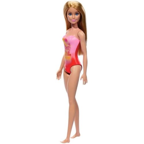 Barbie Mattel : Plaža - Lutka z blond lasmi v roza kopalkah z vzorcem palme (HPV19), (22103119) Slike