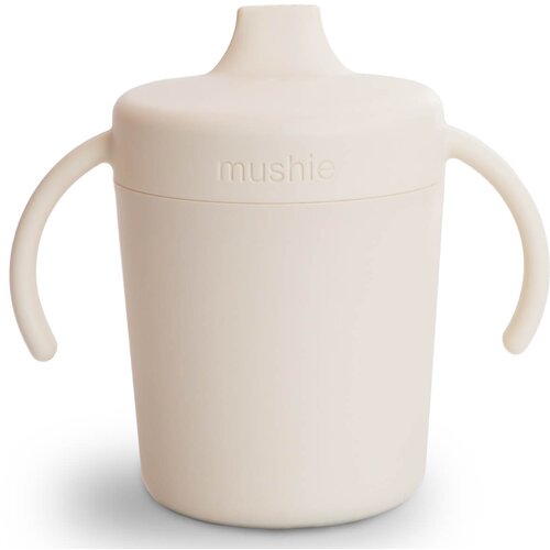 Mushie silikonski lončić s ručkama za učenje pijenja sippy cup ivory Slike