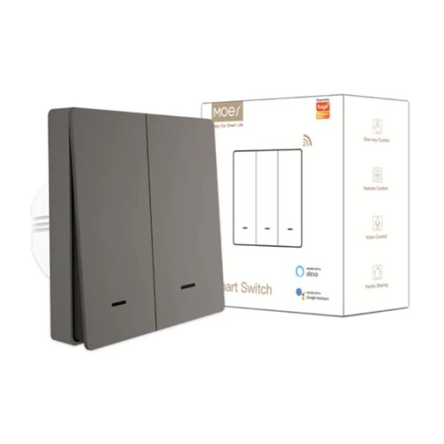 Moes® zs-b-eu2-gy-ms pametni prekidac eu sa 2 prekidaca sivi smart zigbee ( 400-1171 ) Cene
