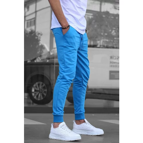 Madmext Men's Sax-Blue Sweatpants With Elastic Legs 4821