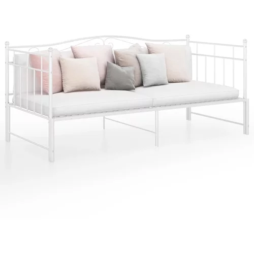  Izvlečni posteljni okvir bel kovinski 90x200 cm