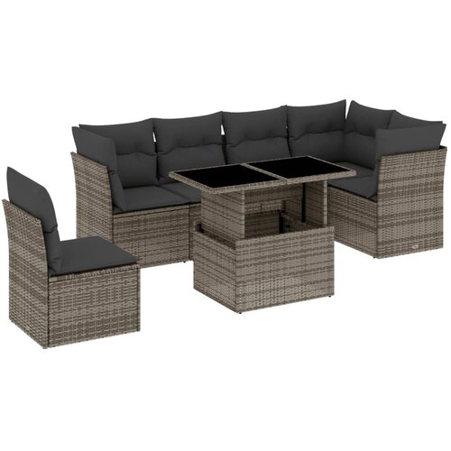 Maison Chic Seti vrtnega pohištva - Vrtna garnitura - Vrtni pohištvo set 7-delna z blazinami siv poli ratan, (21801415) Cene