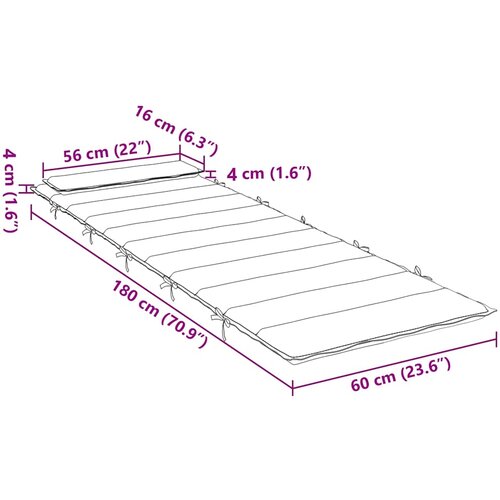  Jastuk za ležaljku bež 180x60x4 cm od tkanine Oxford Slike