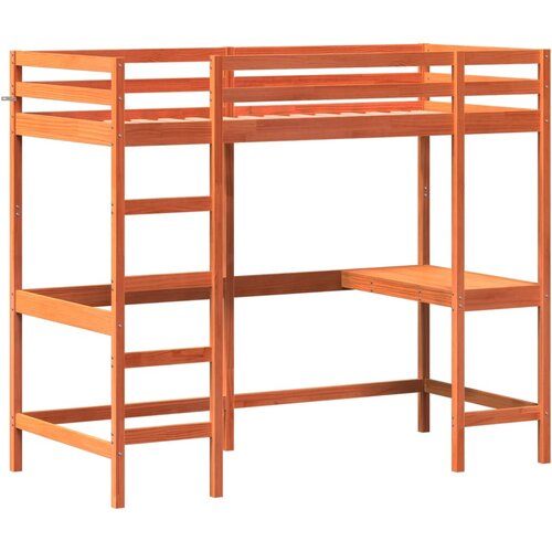 VidaXL Posteljni okvir z mizo vo&amp;scaron;čeno rjav 100x200 cm trdna borovina, (21007176) Slike
