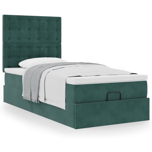 VidaXL Otomanski posteljni okvir z vzmetnicami zelen 100x200cm žamet Slike
