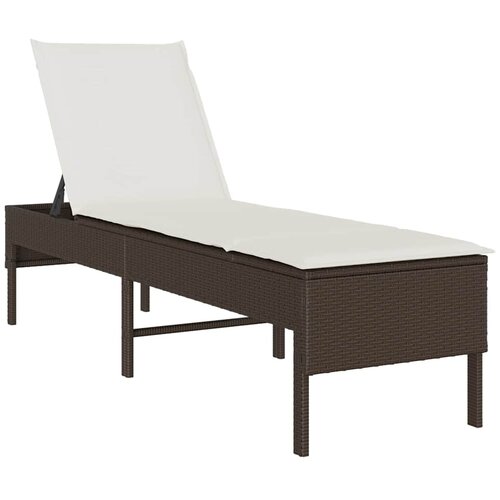 vidaXL Ležalnik z blazino rjav 55x200x44 cm poli ratan, (5000296570) Cene