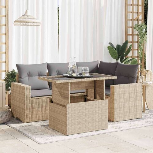 vidaXL 5-dijelni vrtni set sofa s jastucima bež od poliratana Cijene