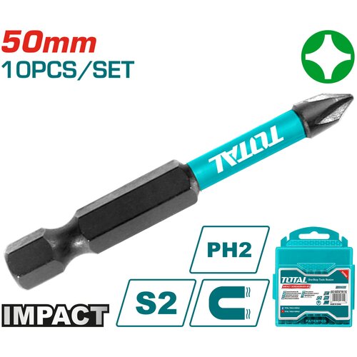 TOTAL TOOLS 10-delni set udarnih nastavkov za izvijač 50mm, serija INDUSTRIAL (TACIM16PH223), (20849203) Slike