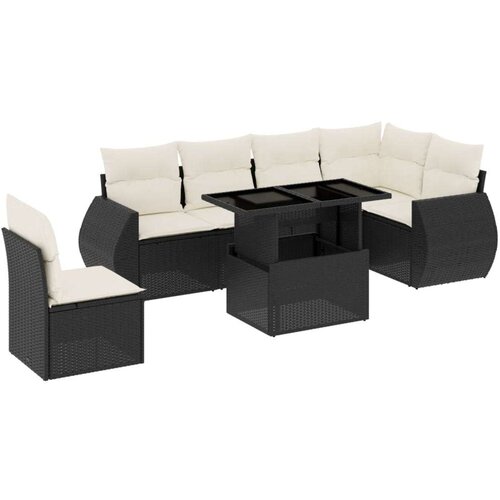 VidaXL 7-dijelni set vrtnih sofa od poliratana s jastucima crni Slike