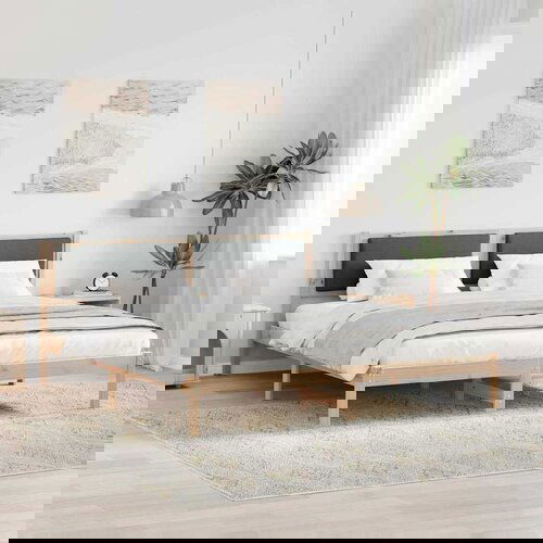 vidaXL Konstrukcija postelje z vzglavjem Temno siva 200 x 200 cm Cene