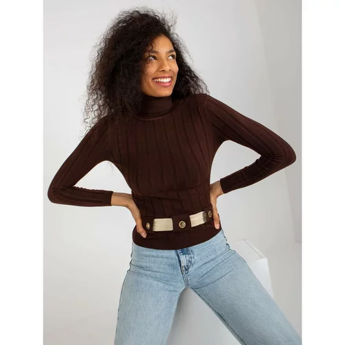 Fashion Hunters Dark brown ribbed turtleneck sweater