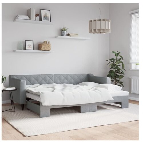 vidaXL Izvlečna dnevna postelja svetlo siva 80x200 cm blago Cene