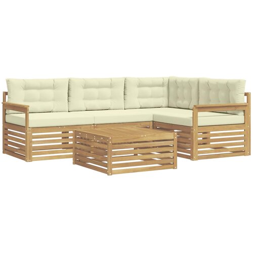 vidaXL Zunanja garnitura za sedenje 6 pcs Bela in krem Poliester, (5000280688) Cene