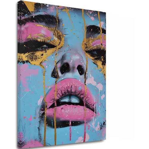  Slika NEON LIPS na platnu | Poslikana struktura Slike