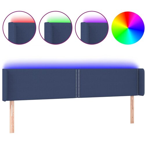 Maison Chic led posteljno vzglavje - vzglavna omarica - nočna omarica modro 183x16x78/88 cm blago, (21708256) Slike